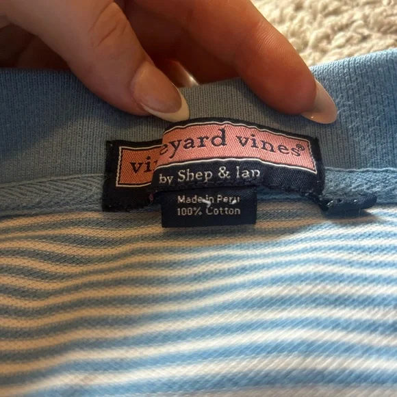 VINEYARD VINES Mens Size XL Light, blue, and white striped polo - Picture 6 of 9